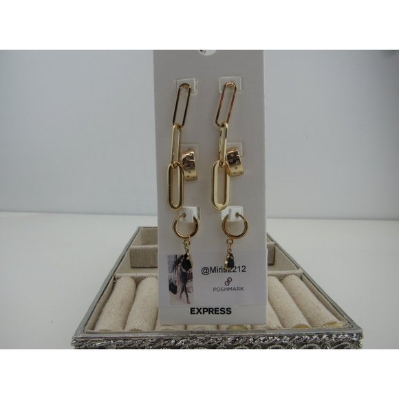 NEW WITH TAGS EXPRESS SET OF 3 SHINY GOLD EARRING SET - Picture 2 of 4